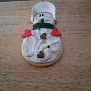 Charming Snowman Ornament with Red and Green Details
